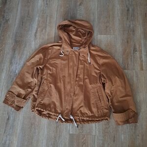 Old Navy Hooded Windbreaker Jacket in Camel Tan Oversized Women's Size Small